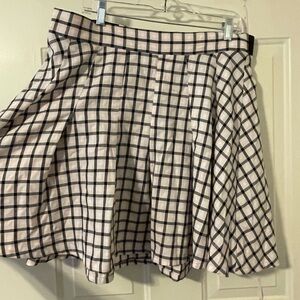 White and Black Pleated Skater Mini Skirt torrid